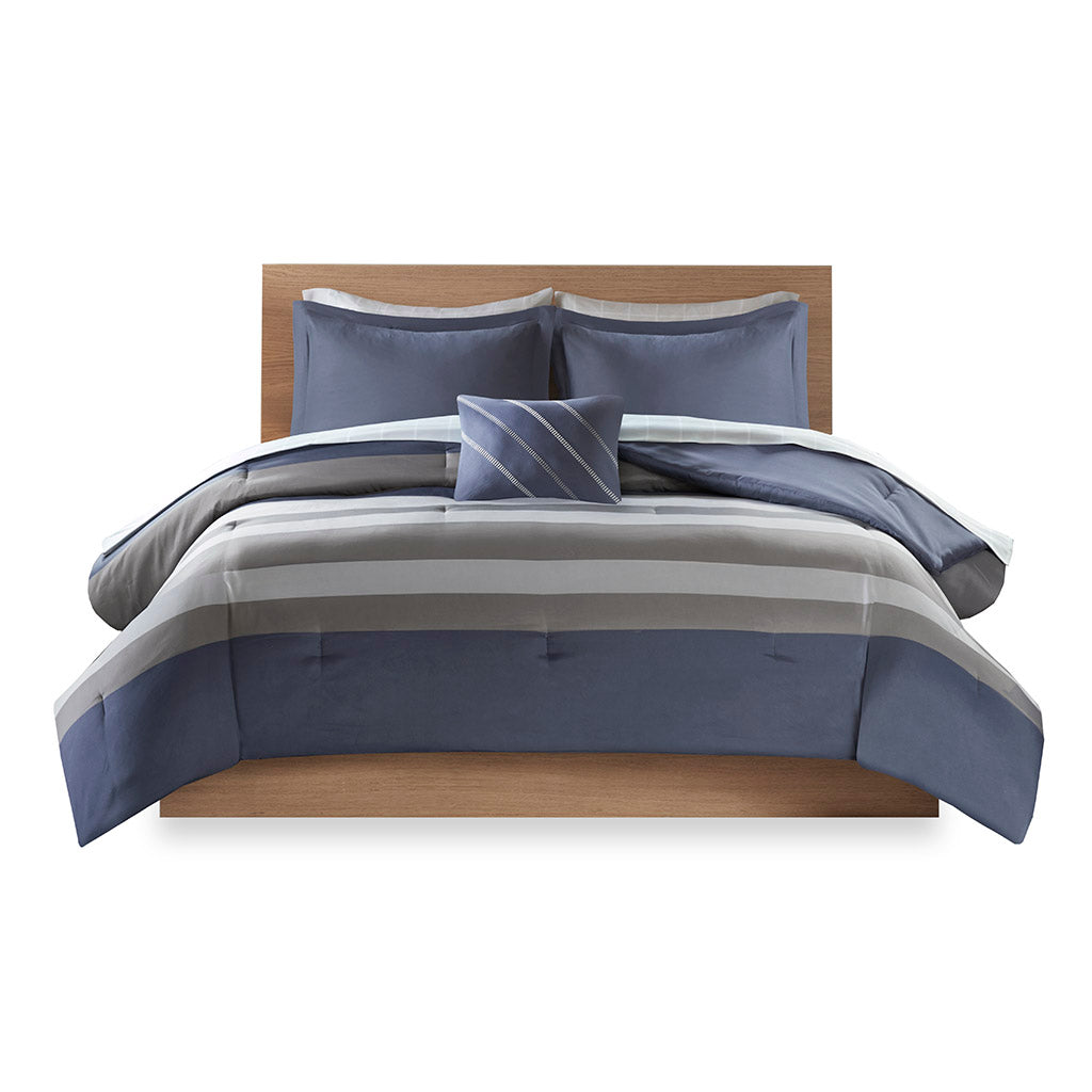 Twin Striped Comforter Set with Bed Sheets