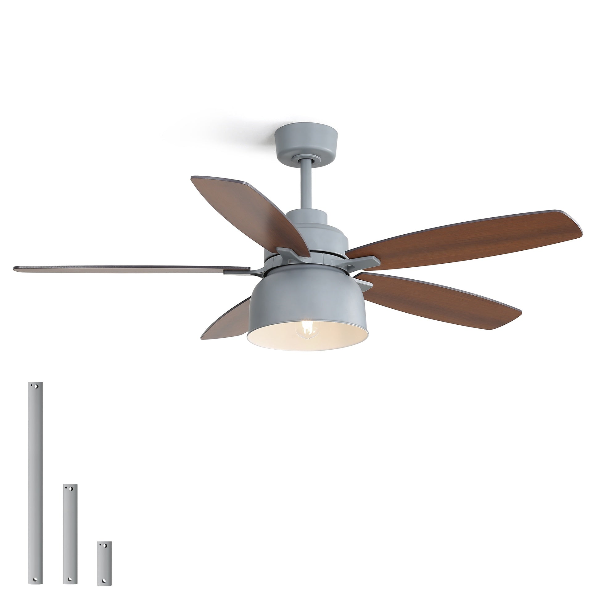 52-Inch Premium Cement Gray Ceiling Fan With Light,E26 Bulb Included,Remote Control,DC Motor,5 Plywood Blades