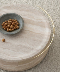 35.43'' Faux MARS Pattern Coffee Tables for Living Room Round Tea Faux Travertine Textured  table for Living Room, No Need Assembly.