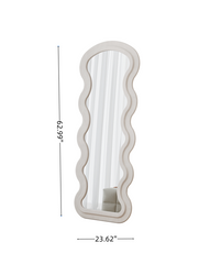 Flannel Full Length Wave white Floor Mirror with Stand for Bedroom living room Hanging or Against The Wall