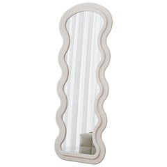 Flannel Full Length Wave white Floor Mirror with Stand for Bedroom living room Hanging or Against The Wall
