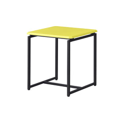 GT 3 Piece Yellow Carbon Fiber Wrap Coffee Table and End Table Set