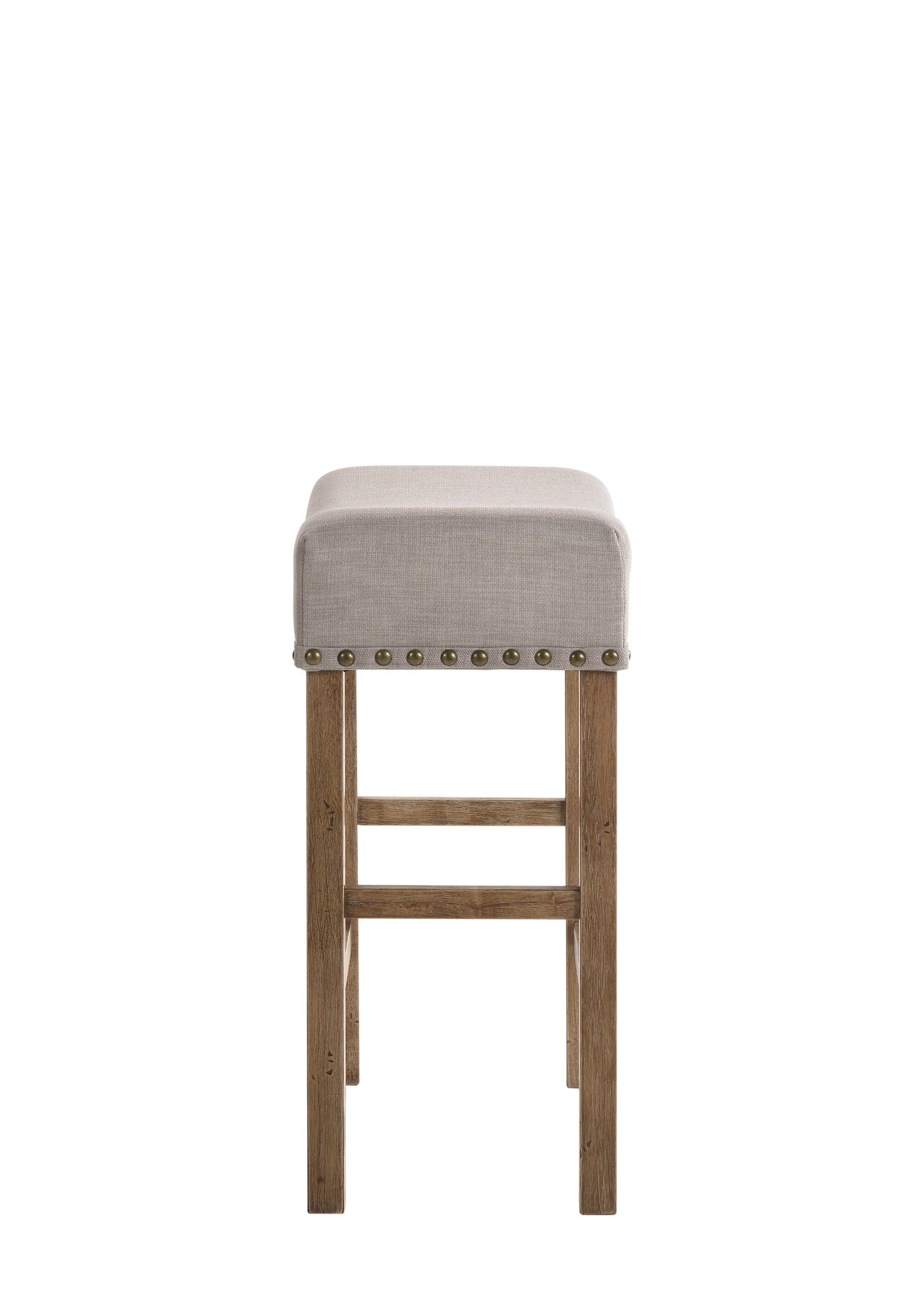 Martha II Tan Linen & Weathered Oak Finish Counter Height Stool (Set of 2)