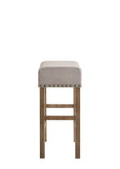 Martha II Tan Linen & Weathered Oak Finish Counter Height Stool (Set of 2)