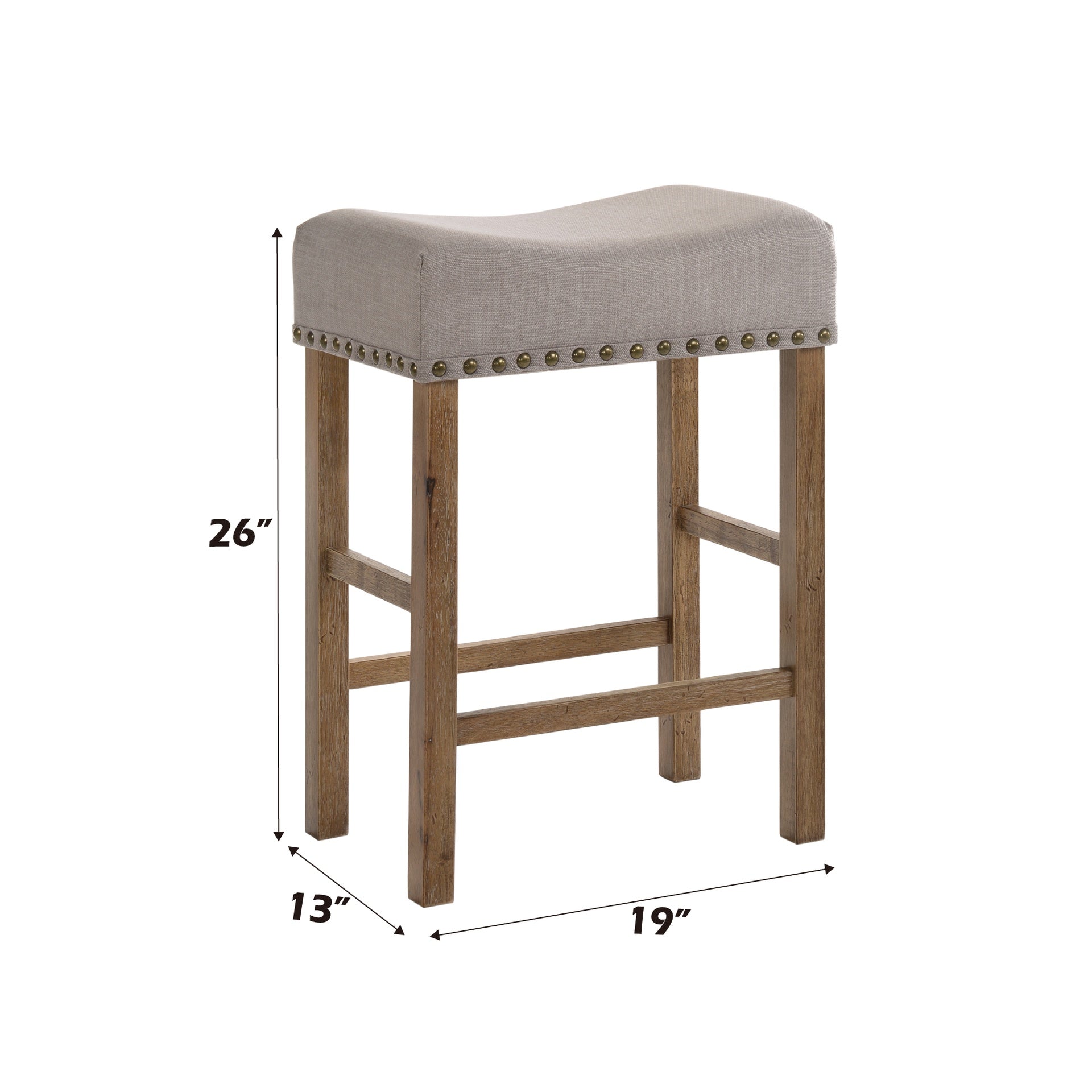 Martha II Tan Linen & Weathered Oak Finish Counter Height Stool (Set of 2)