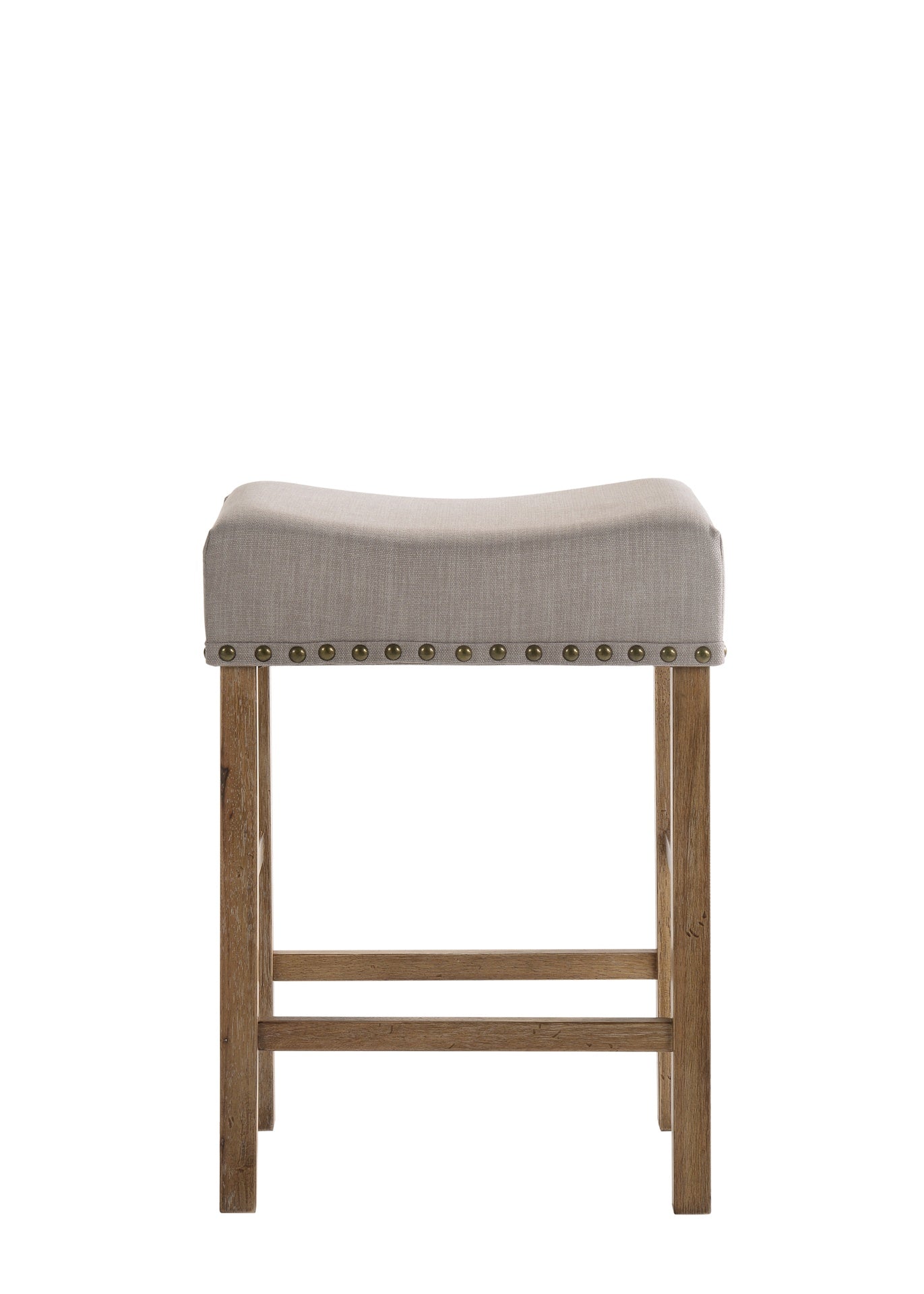 Martha II Tan Linen & Weathered Oak Finish Counter Height Stool (Set of 2)
