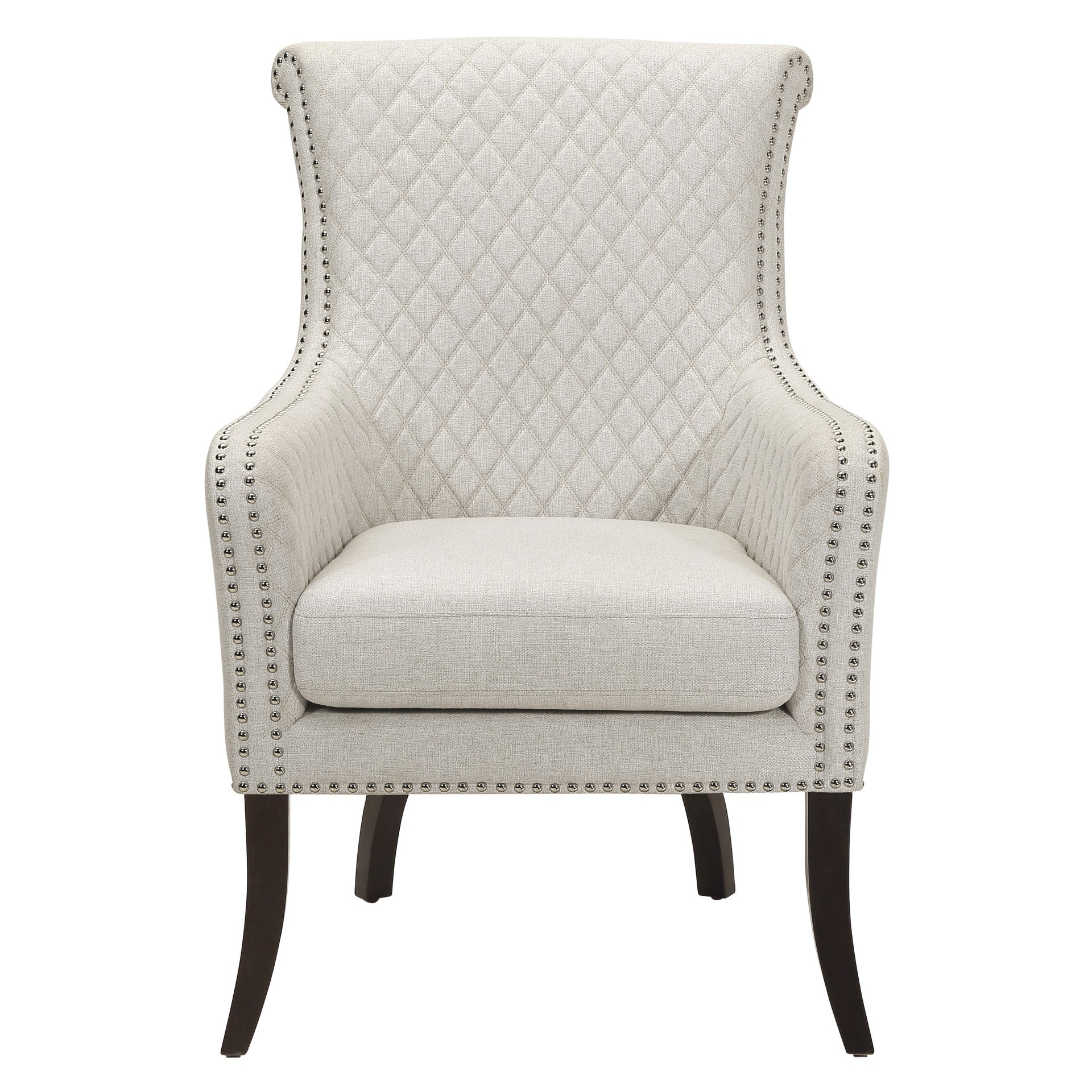 Classic Luxury Quilted Accent Chair 1pc Beige Upholstery Nailhead Trim Foam Seat Cushion Solid Wood Living Room Furniture
