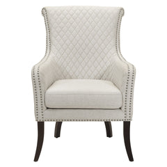 Classic Luxury Quilted Accent Chair 1pc Beige Upholstery Nailhead Trim Foam Seat Cushion Solid Wood Living Room Furniture