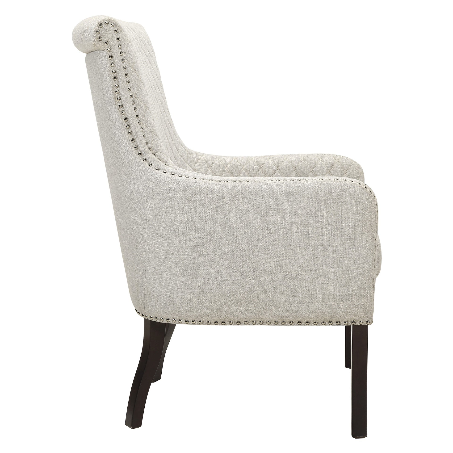 Classic Luxury Quilted Accent Chair 1pc Beige Upholstery Nailhead Trim Foam Seat Cushion Solid Wood Living Room Furniture