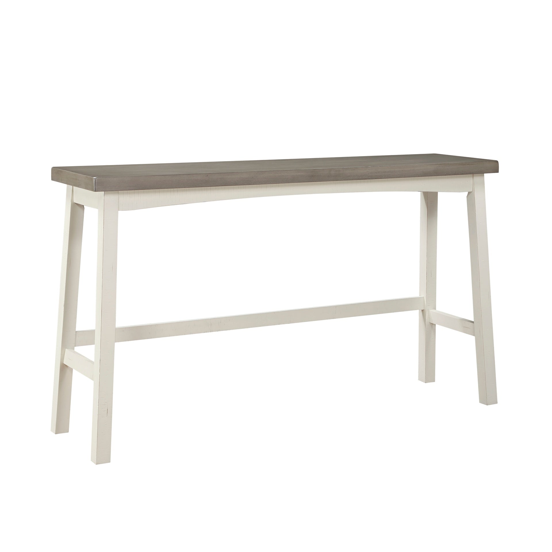 Transitional 4-Piece Pub Height Set, Table and Bar Stools White and Coffee Finish Solid Rubberwood Furniture