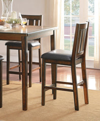 Espresso Finish Counter Height 5pc Dining Set Tabe and Counter Height Chairs Set Black Faux Leather Upholstered Seat Wooden Dining Kitchen Furniture