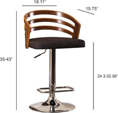 Modern Wood Back Adjustable Swivel Bar Stool with Cushion