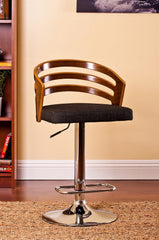 Modern Wood Back Adjustable Swivel Bar Stool with Cushion