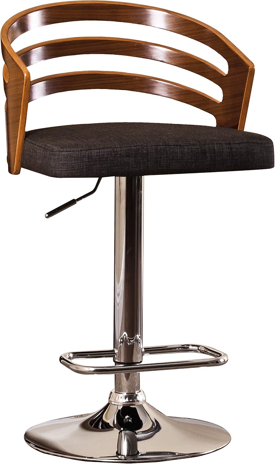 Modern Wood Back Adjustable Swivel Bar Stool with Cushion