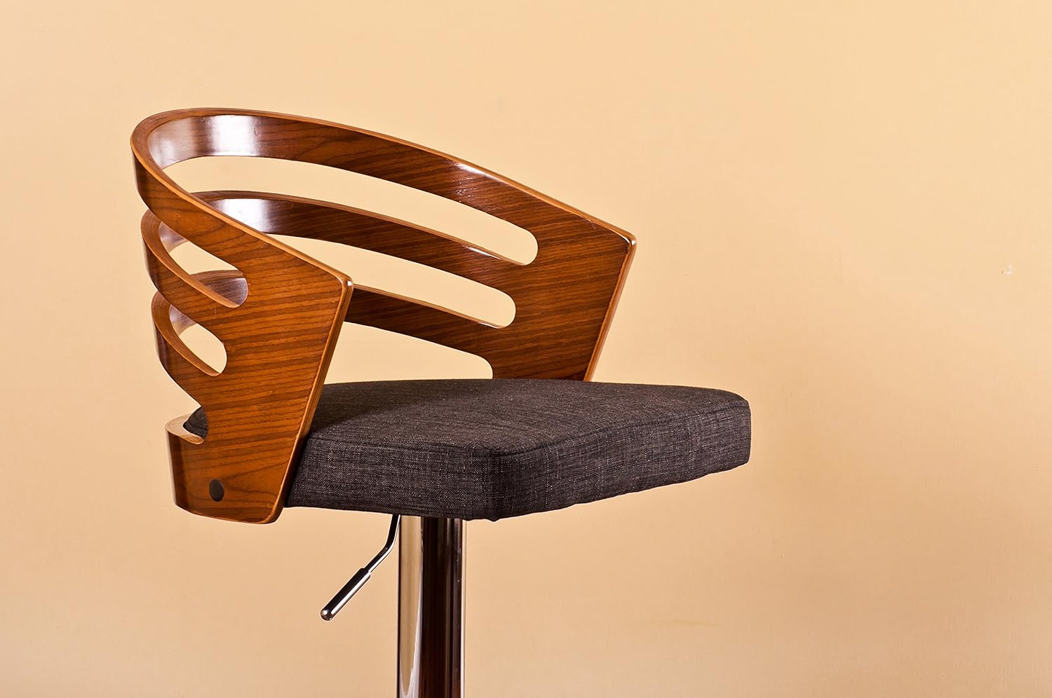 Modern Wood Back Adjustable Swivel Bar Stool with Cushion