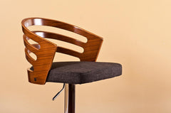 Modern Wood Back Adjustable Swivel Bar Stool with Cushion
