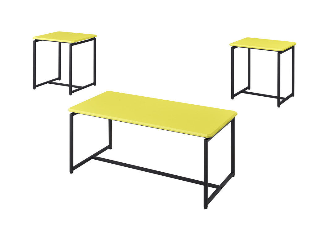 Gaetano 3 Piece Yellow Carbon Fiber Wrap 39.5"W Coffee Table and End Table Set