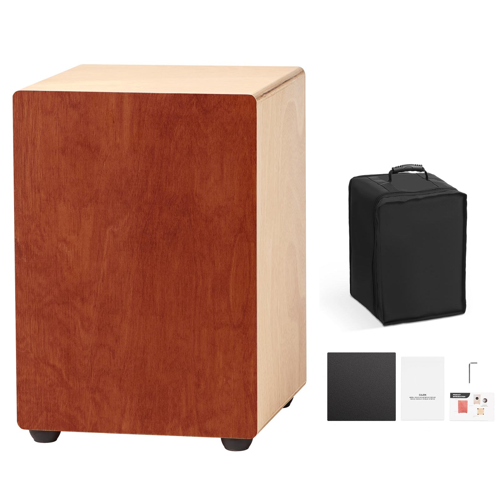 Cajon Box Drum Birch Wood Percussion Instrument Guitar Strings with Travel Bag