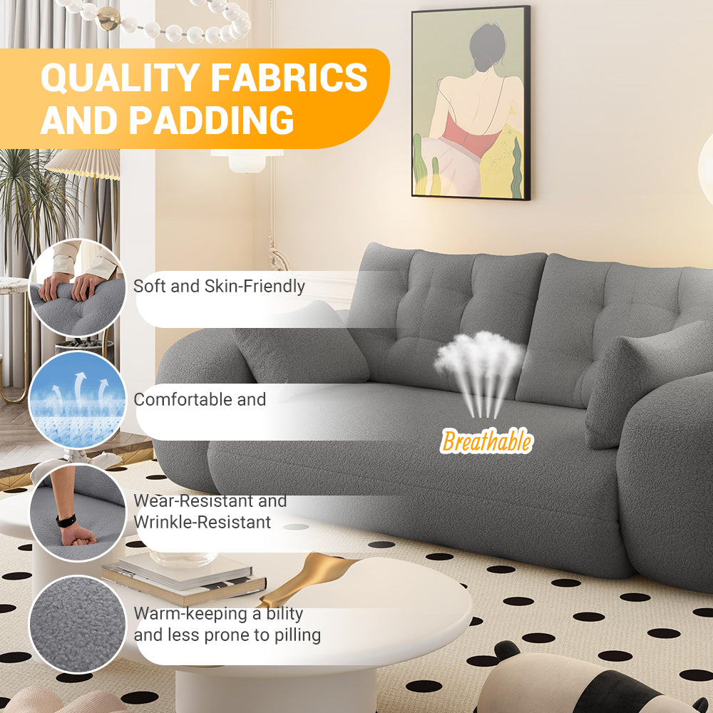 Human Dog Bed, Lazy Sofa Couch, 78.7" Multi-Functional Foldable Sofa Bed, 3-in-1 Teddy Fabric Foam-Filled Sleeper Sofa Bed for Living Room,Guest Bed,Playroom,GREY