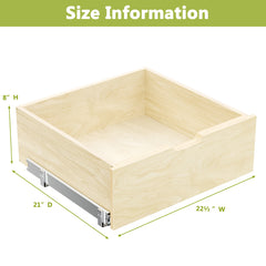 Hard Close Pull Out Cabinet Organizer 8" High Drawer 22½" W x 21" D Wood Slide Out Shelves Cabinet Storage Organizer with Full Extension Rail Slides Pull Out Drawer for Kitchens Cabinet Pantry