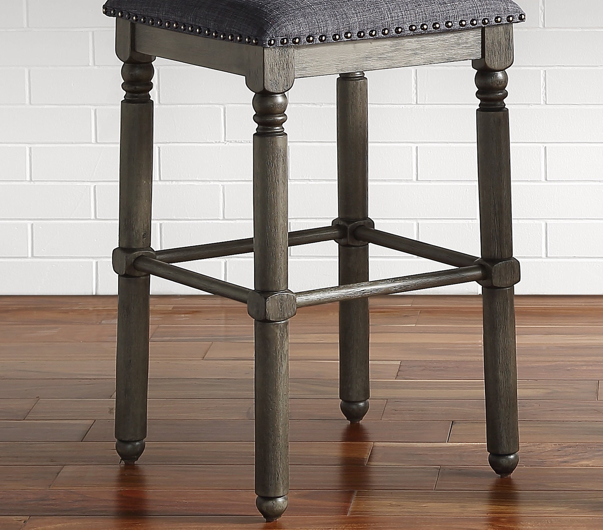 Arnhem Wood Upholstered Swivel Counter Height Stool, Set of 2, Grey