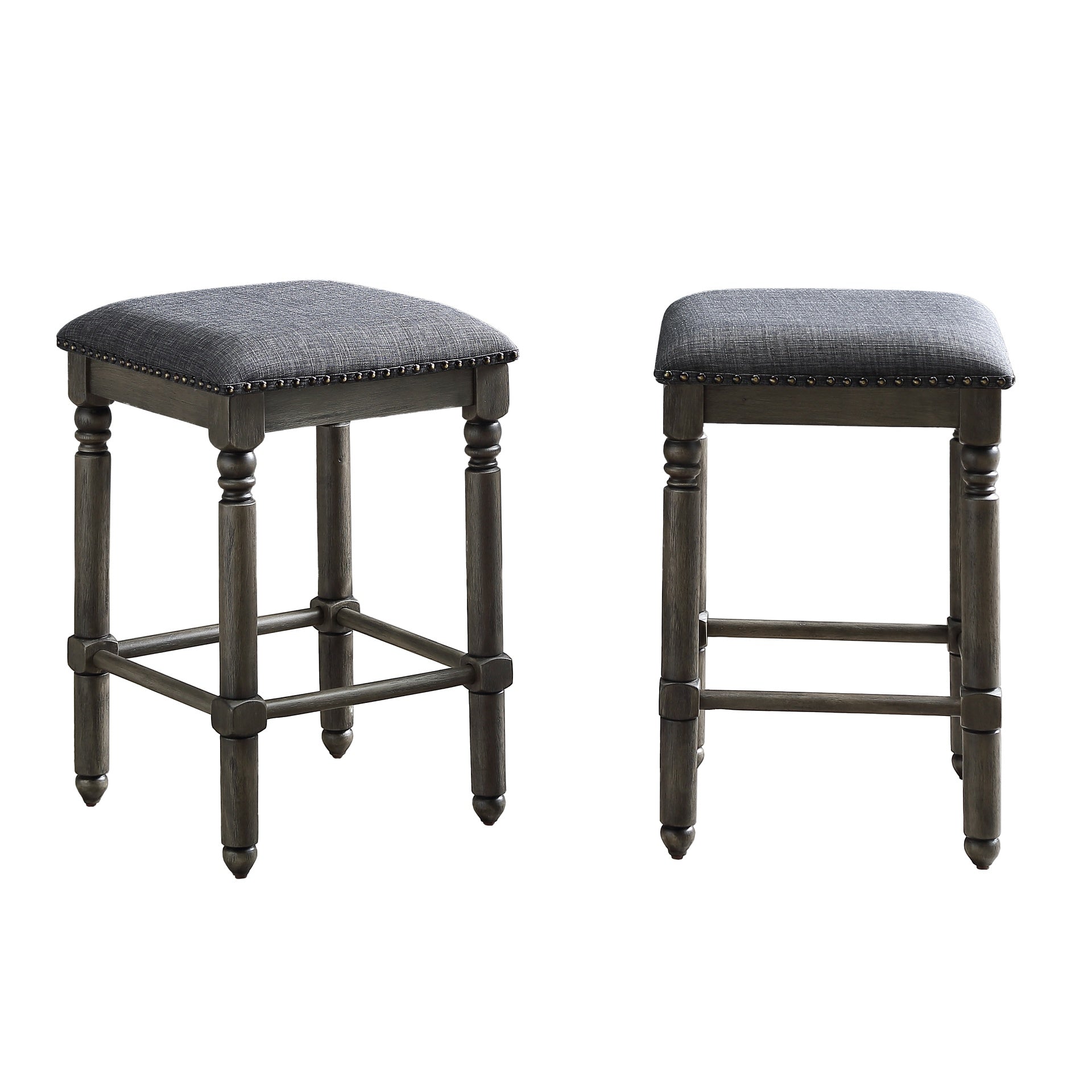 Arnhem Wood Upholstered Swivel Counter Height Stool, Set of 2, Grey