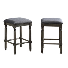 Arnhem Wood Upholstered Swivel Counter Height Stool, Set of 2, Grey