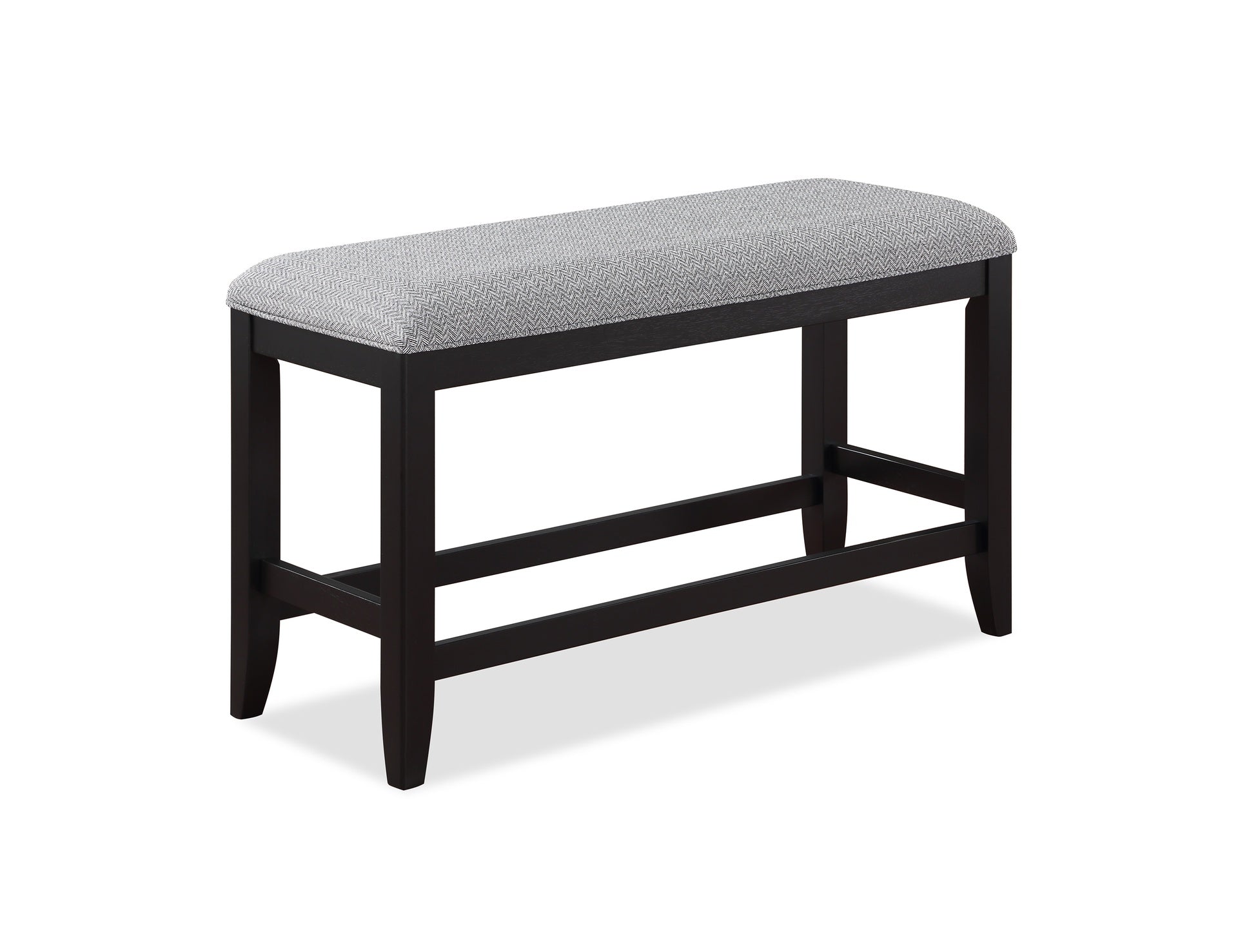 1Pc Transitional Dark Gray Finish Fabric Upholstered Counter-Height Dining Bench