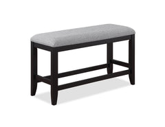 1Pc Transitional Dark Gray Finish Fabric Upholstered Counter-Height Dining Bench