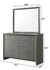1pc Contemporary Modern 9-Drawer Dresser Round Knobs Bedroom Living Room Wooden Furniture Gun Metal Gray Finish