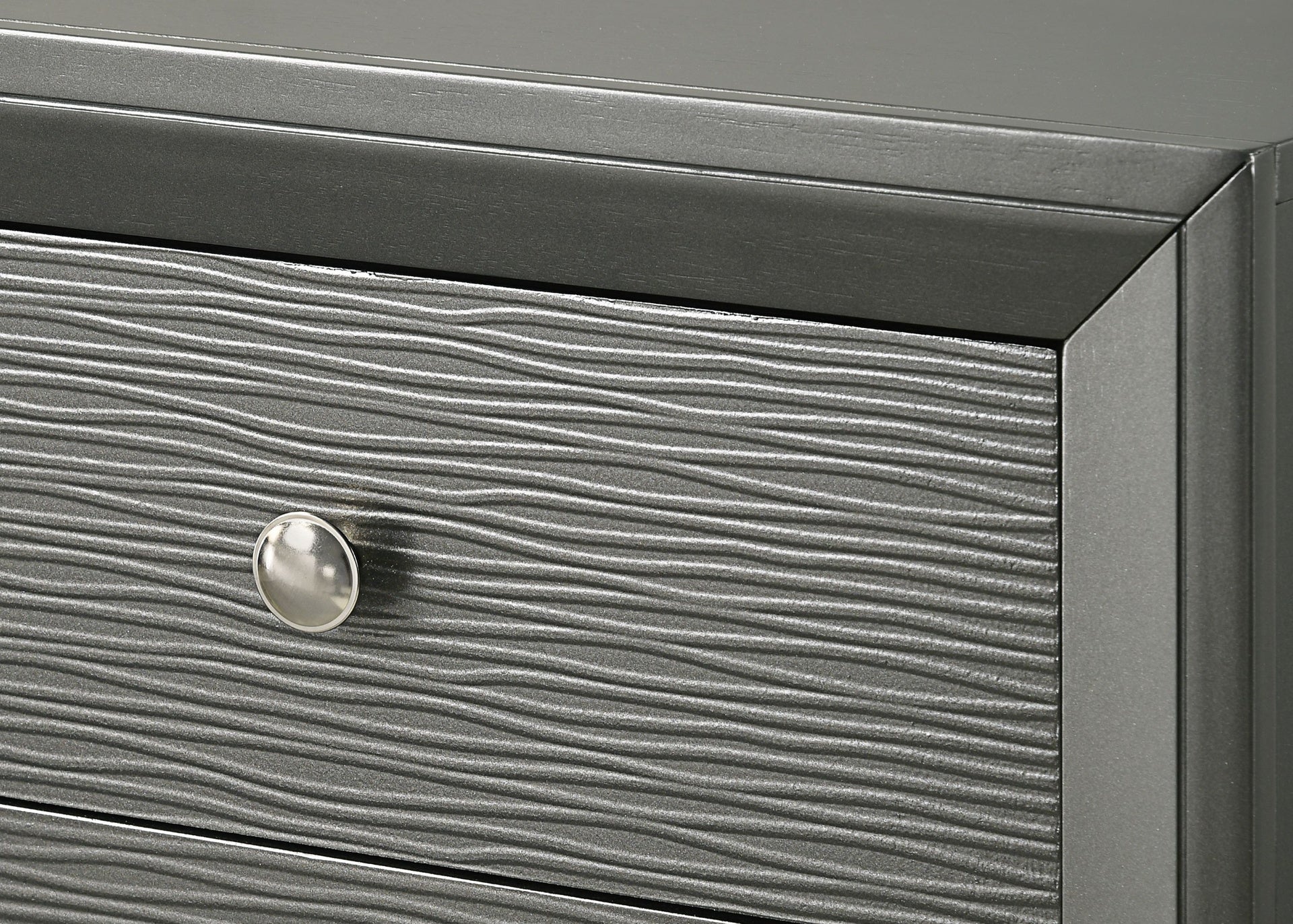 1pc Contemporary Modern 9-Drawer Dresser Round Knobs Bedroom Living Room Wooden Furniture Gun Metal Gray Finish