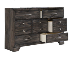 1pc Contemporary Dark Wood Grain Finish Metal Knobs Storage Drawers Dresser Wooden Gray