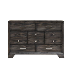 1pc Contemporary Dark Wood Grain Finish Metal Knobs Storage Drawers Dresser Wooden Gray