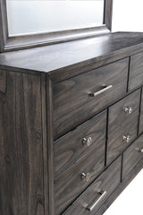 1pc Contemporary Dark Wood Grain Finish Metal Knobs Storage Drawers Dresser Wooden Gray