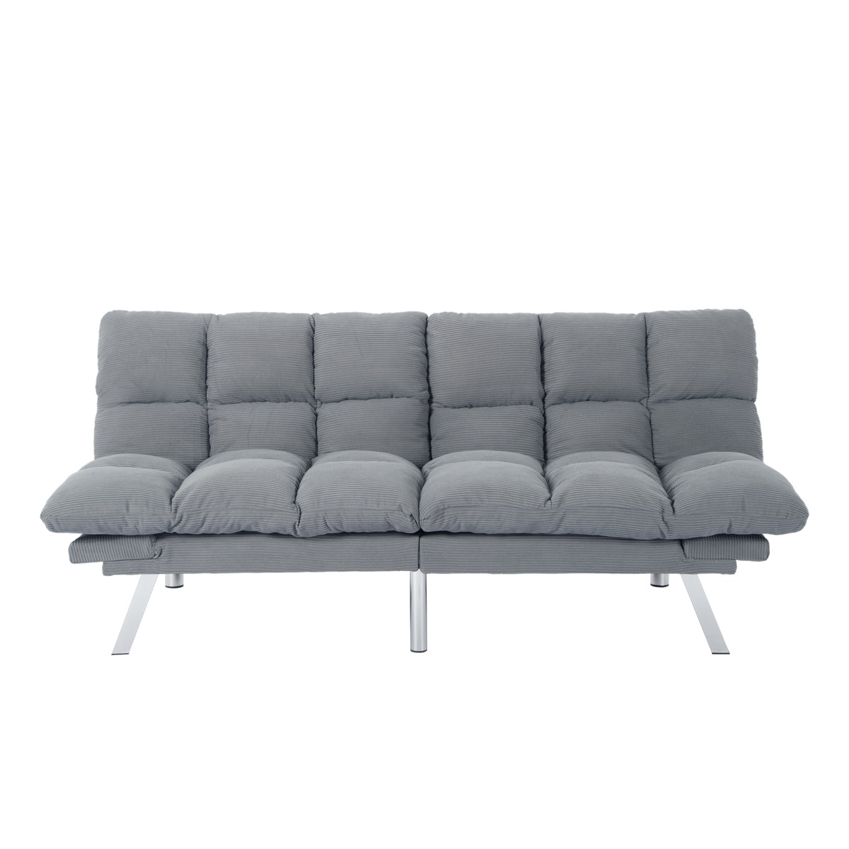 Multifuctional Sofa Bed, Foldable 2-Seater Sofa, Corduroy Fabric, Suitable for Living Rooms & Apartments (Light Gray)