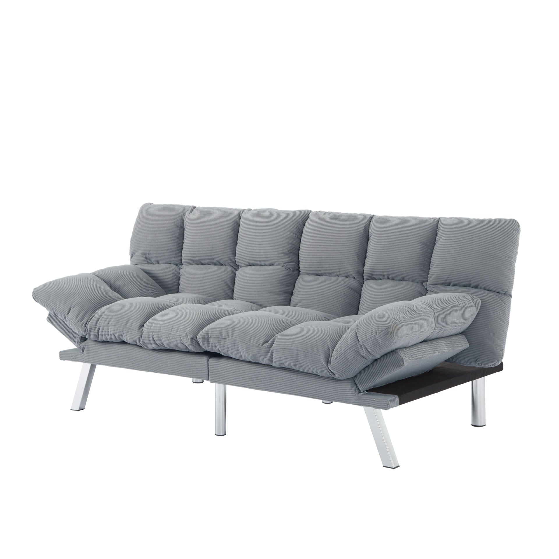 Multifuctional Sofa Bed, Foldable 2-Seater Sofa, Corduroy Fabric, Suitable for Living Rooms & Apartments (Light Gray)