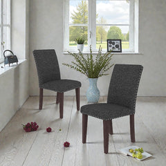 25" x 17.7" x 37.8" Upholstery Dining Chair (Set-2), Grey+Brown