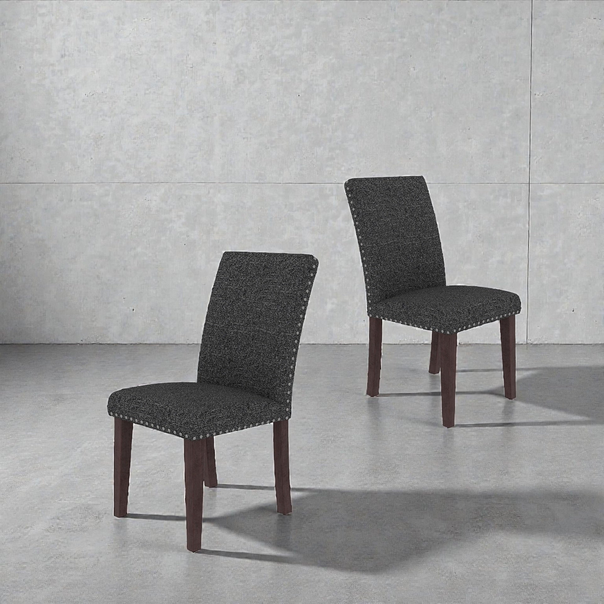 25" x 17.7" x 37.8" Upholstery Dining Chair (Set-2), Grey+Brown