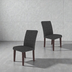 25" x 17.7" x 37.8" Upholstery Dining Chair (Set-2), Grey+Brown