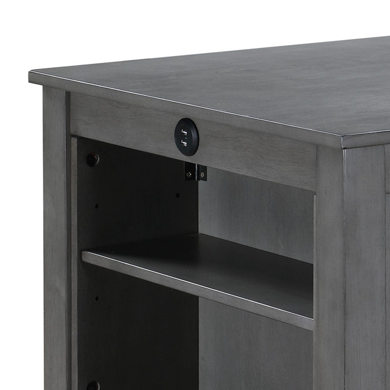 Gregorio 36" 3-Piece Gray Finish Small Space Counter Height Dining Table with Shelves and 2 Chairs