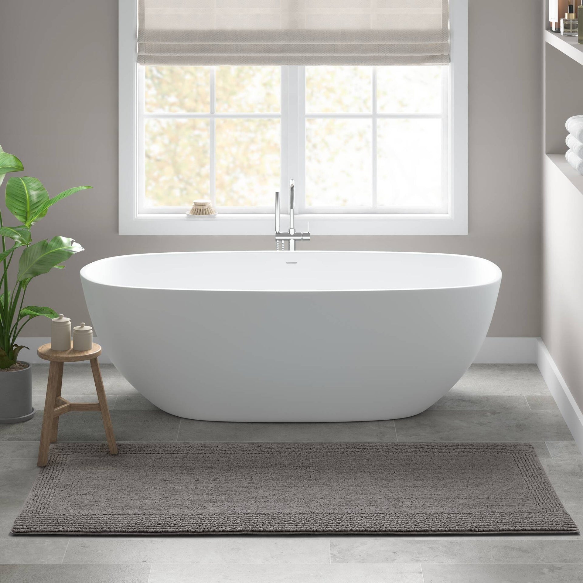 1 PCS 24x60" 100% Cotton Tufted 3000 GSM Reversible Bath Rug Charcoal