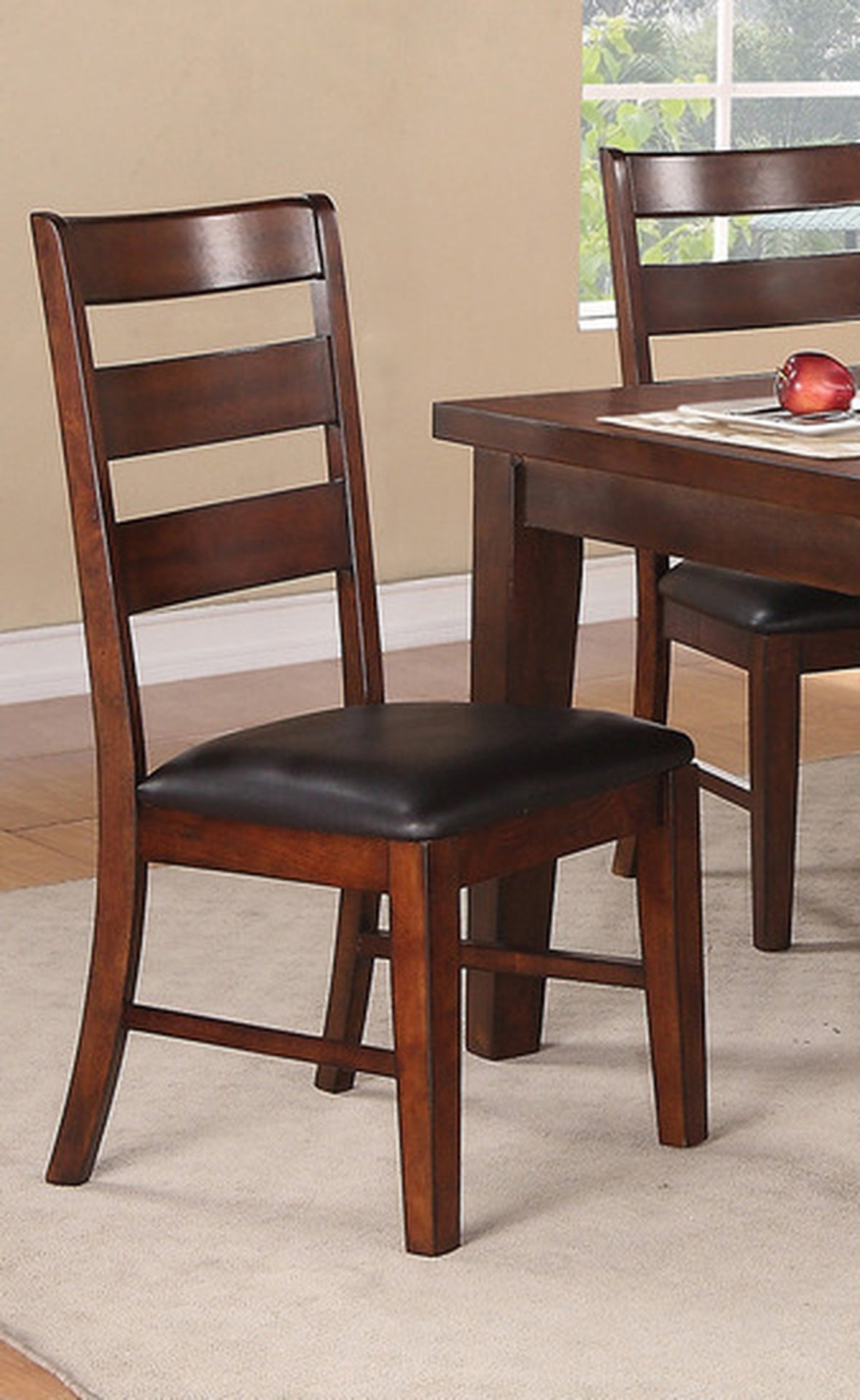 Contemporary Rectangle Dining Table w Leaf 6x Side Chairs 7pc Set Antique Walnut Wood Finish Dining Room Furniture