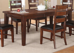 Contemporary Rectangle Dining Table w Leaf 6x Side Chairs 7pc Set Antique Walnut Wood Finish Dining Room Furniture