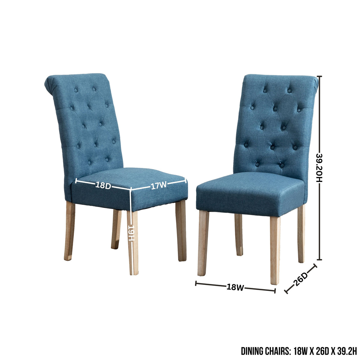 Banff 5-piece Dining Set, Cross-Buck Round Table with 4 Tufted Chairs, Blue