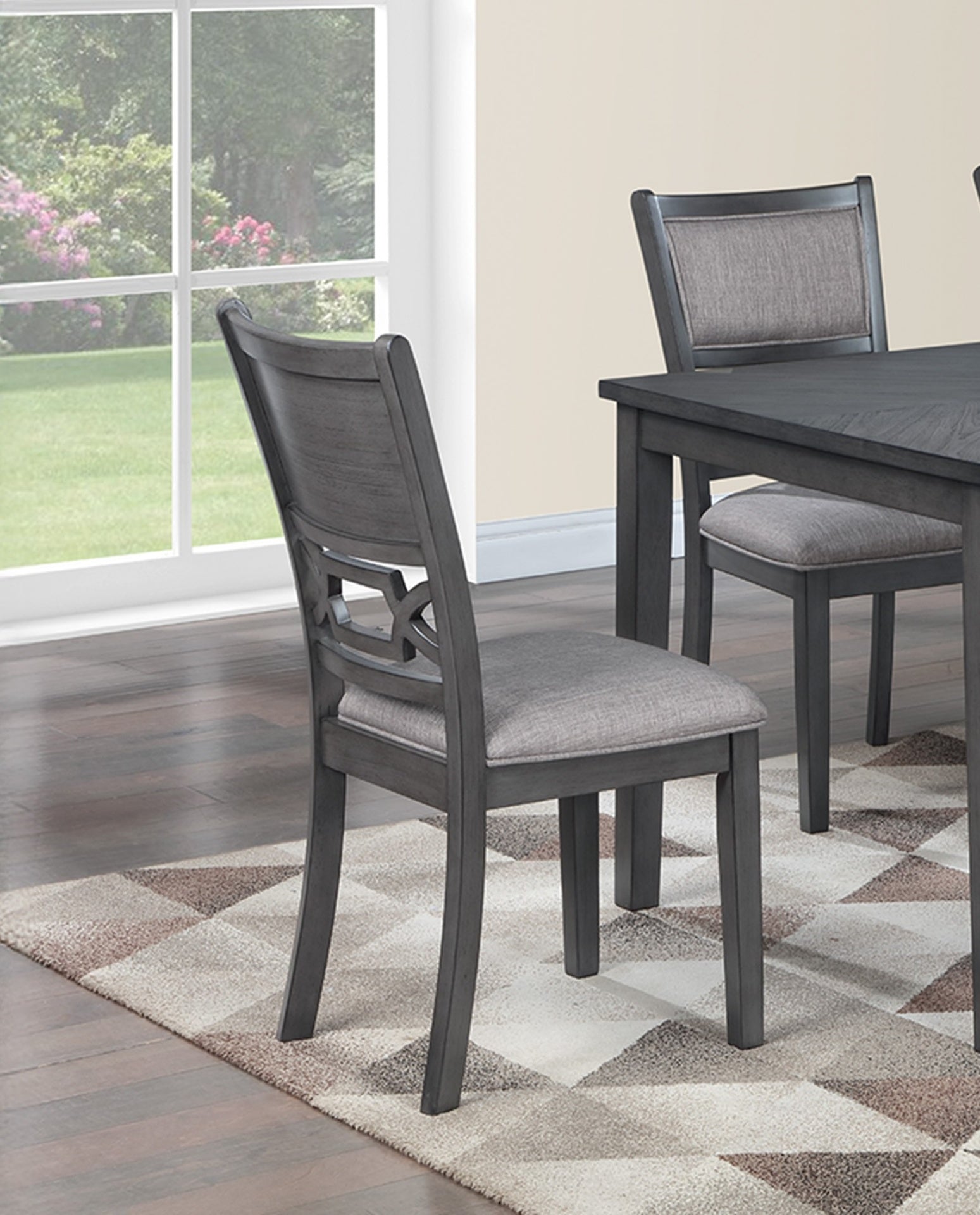 Dining Room Furniture Gray 6pcs Set Dining Table 4x Side Chairs A Bench Rubberwood Unique Design Back Chair