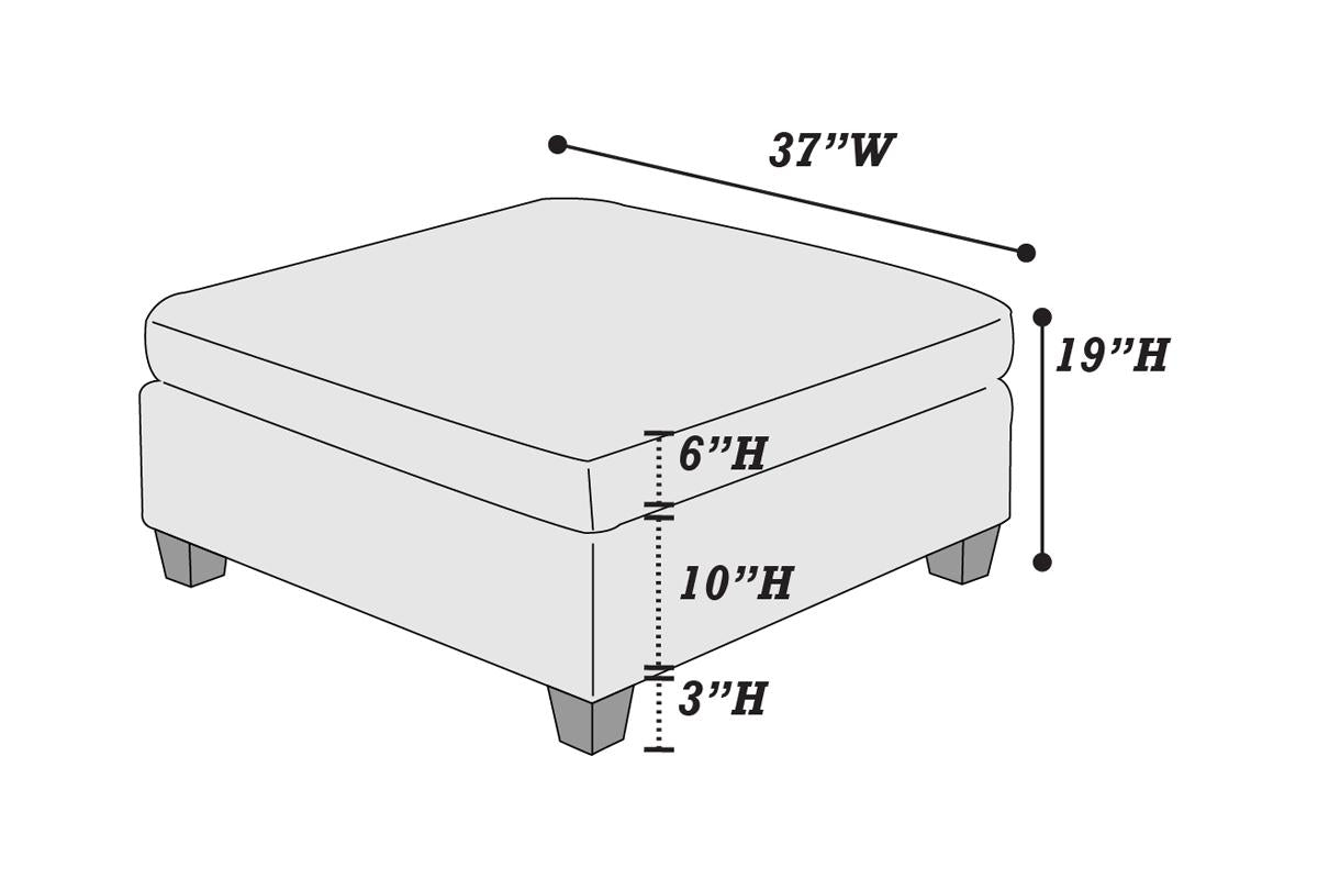 1pc OTTOMAN ONLY Grey Chenille Fabric Cocktail OTTOMAN Cushion Seat Living Room Furniture