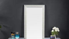 Glam Style Vanity w/ Stool Set Acrylic Handles Felt Lined Top Drawers Ball Bearing Glides Power Outlet LED On Mirror Gray Finish Bedroom Furniture