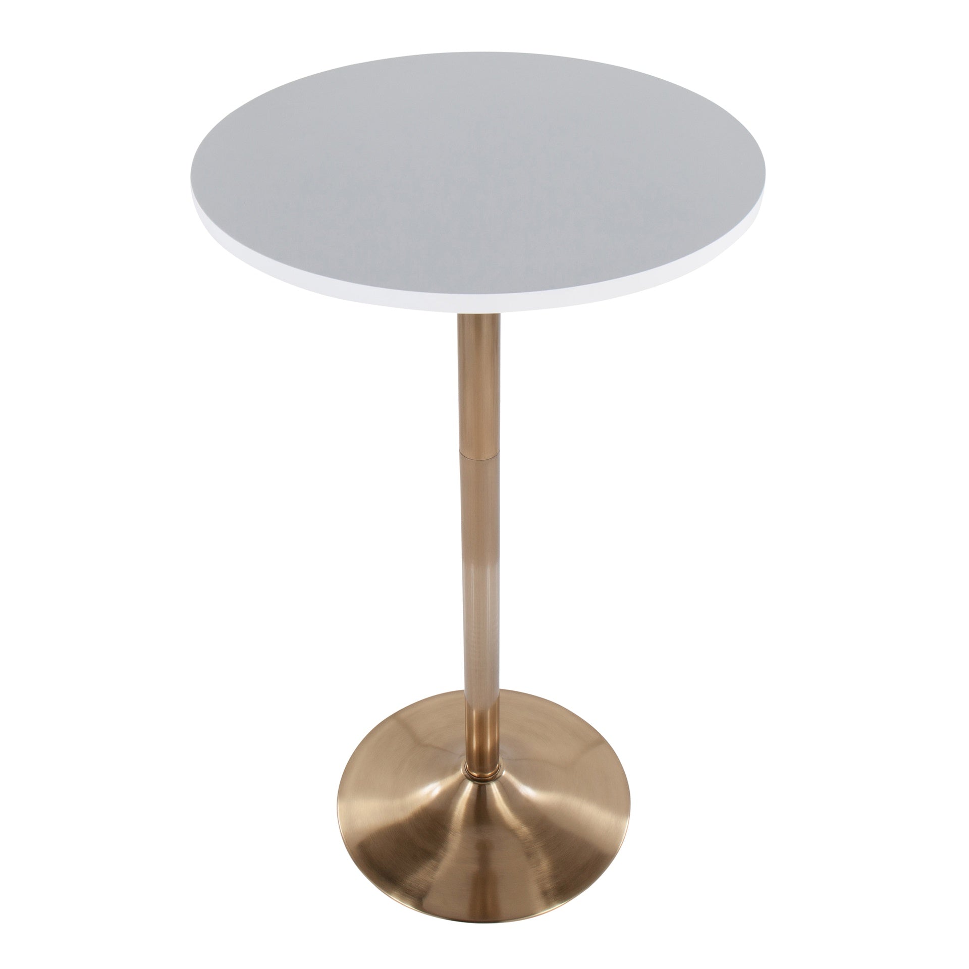 Pebble Contemporary/Glam Adjustable Dining or Bar Table in Gold Metal and White Wood by LumiSource