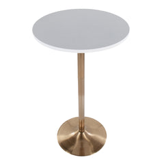 Pebble Contemporary/Glam Adjustable Dining or Bar Table in Gold Metal and White Wood by LumiSource