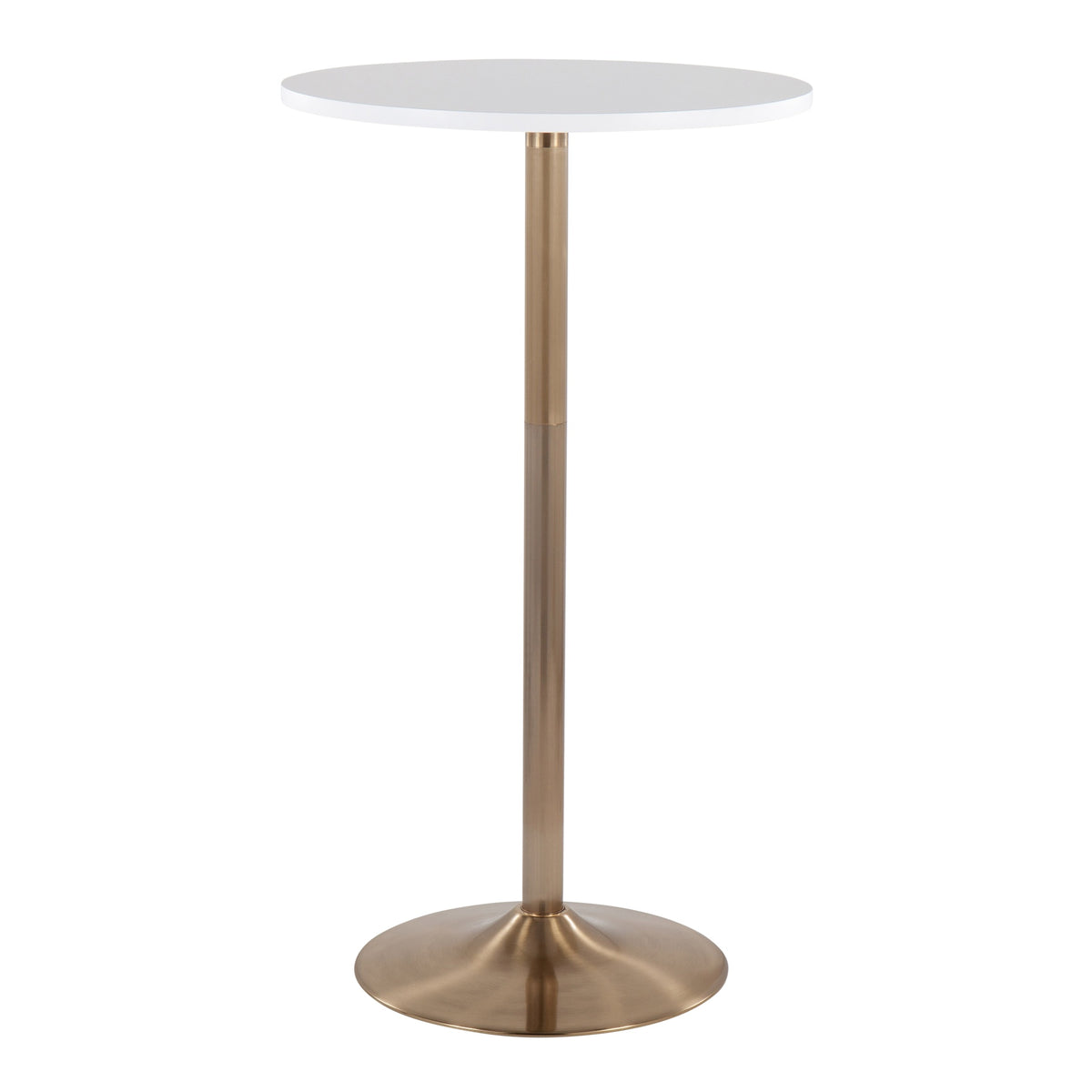 Pebble Contemporary/Glam Adjustable Dining or Bar Table in Gold Metal and White Wood by LumiSource